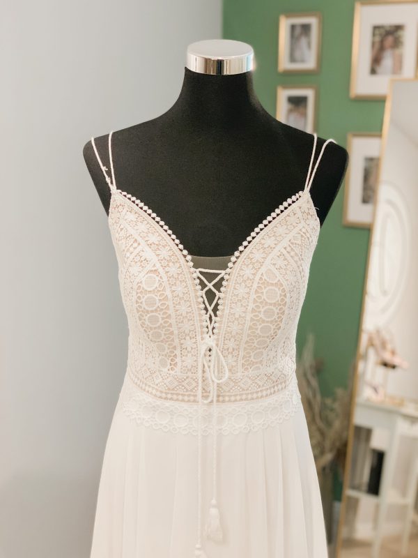 Brautkleid Clea Boho Brautkleid mit Chiffonrock